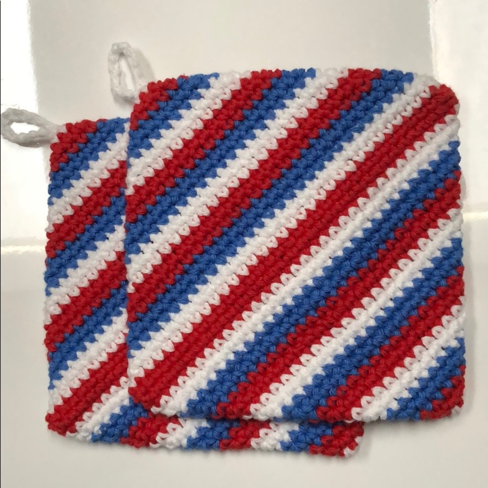 Red white & blue cotton potholders set of two🇺🇸